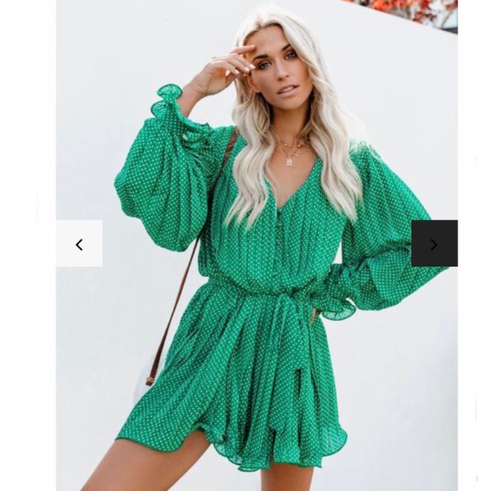 VICI Viera Polka Dot Pleated Romper